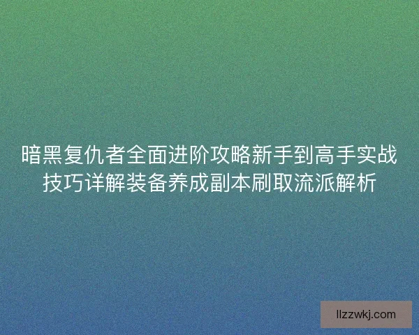 暗黑复仇者全面进阶攻略新手到高手实战技巧详解装备养成副本刷取流派解析